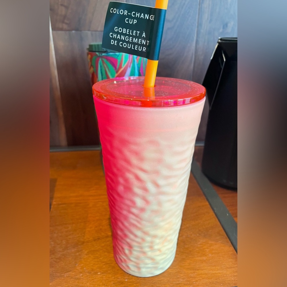 Starbucks Color Change Glass Cup Reusable Color Changing Cold Tumbler 18oz New - Picture 7 of 8
